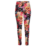 Blossom Peony Skull Pattern Print High-Waisted Pocket Leggings