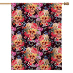 Blossom Peony Skull Pattern Print House Flag