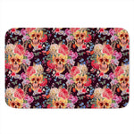Blossom Peony Skull Pattern Print Indoor Door Mat