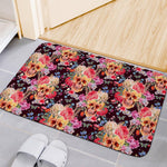 Blossom Peony Skull Pattern Print Indoor Door Mat