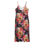 Blossom Peony Skull Pattern Print Jersey Midi Cami Dress
