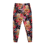 Blossom Peony Skull Pattern Print Jogger Pants