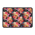 Blossom Peony Skull Pattern Print Kitchen Mat
