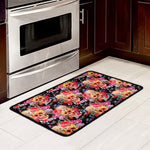 Blossom Peony Skull Pattern Print Kitchen Mat