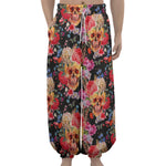 Blossom Peony Skull Pattern Print Lantern Pants