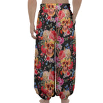 Blossom Peony Skull Pattern Print Lantern Pants