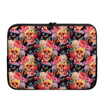 Blossom Peony Skull Pattern Print Laptop Sleeve