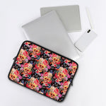 Blossom Peony Skull Pattern Print Laptop Sleeve