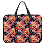 Blossom Peony Skull Pattern Print Laptop Sleeve With Handle