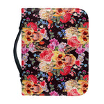 Blossom Peony Skull Pattern Print Leather Bible Cover