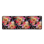 Blossom Peony Skull Pattern Print Long Kitchen Mat