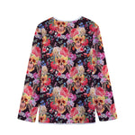 Blossom Peony Skull Pattern Print Long Sleeve Short Coat