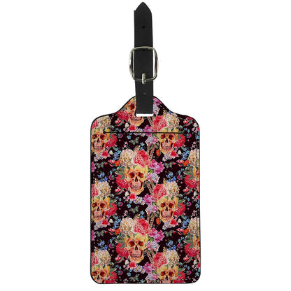Blossom Peony Skull Pattern Print Luggage Tag