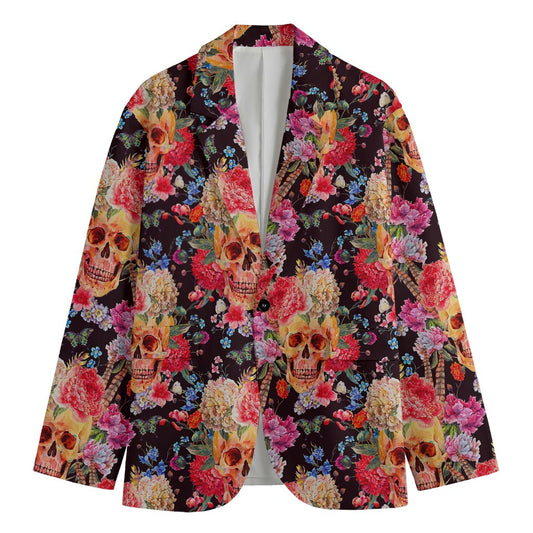 Blossom Peony Skull Pattern Print Men's Blazer