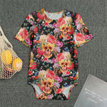 Blossom Peony Skull Pattern Print Men's Bodysuit