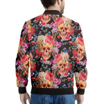 Blossom Peony Skull Pattern Print Men's Bomber Jacket