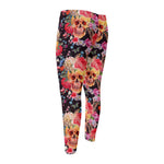 Blossom Peony Skull Pattern Print Men's Compression Pants