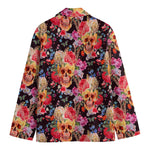 Blossom Peony Skull Pattern Print Men's Cotton Blazer