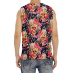 Blossom Peony Skull Pattern Print Men's Fitness Tank Top