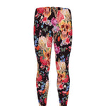 Blossom Peony Skull Pattern Print Men's leggings