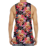 Blossom Peony Skull Pattern Print Men's Muscle Tank Top