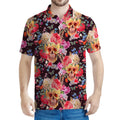 Blossom Peony Skull Pattern Print Men's Polo Shirt