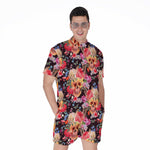 Blossom Peony Skull Pattern Print Men's Rompers