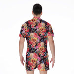 Blossom Peony Skull Pattern Print Men's Rompers