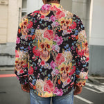 Blossom Peony Skull Pattern Print Men's Shirt Jacket