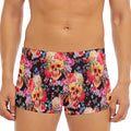 Blossom Peony Skull Pattern Print Men's Short Boxer Briefs