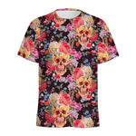 Blossom Peony Skull Pattern Print Men's Sports T-Shirt