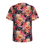 Blossom Peony Skull Pattern Print Men's Sports T-Shirt