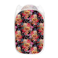 Blossom Peony Skull Pattern Print Mesh Laundry Hamper