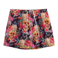 Blossom Peony Skull Pattern Print Mesh Shorts