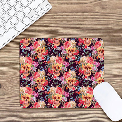 Blossom Peony Skull Pattern Print Mouse Pad