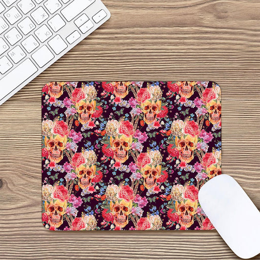 Blossom Peony Skull Pattern Print Mouse Pad