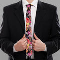 Blossom Peony Skull Pattern Print Necktie