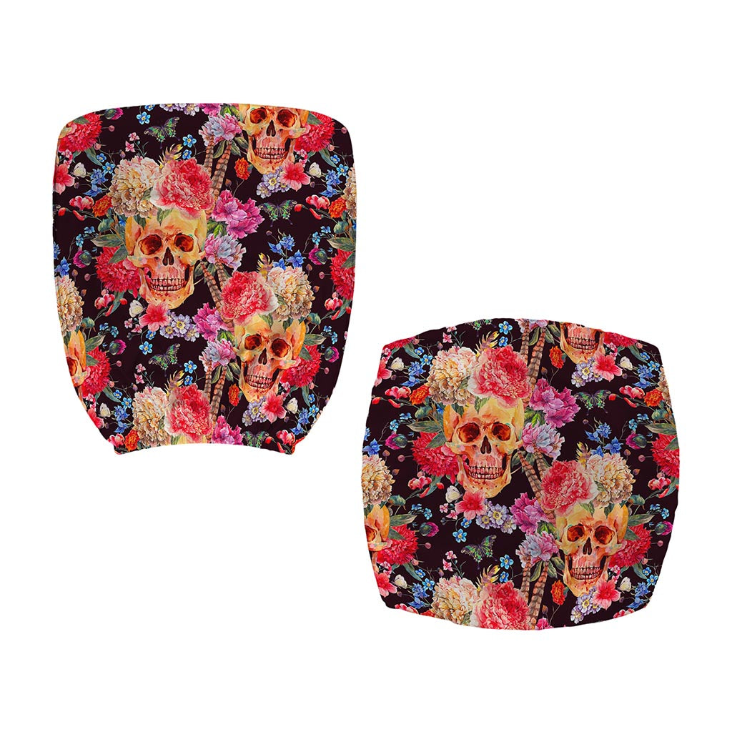 Blossom Peony Skull Pattern Print Office Chair Cover