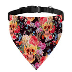Blossom Peony Skull Pattern Print Over The Collar Dog Bandana