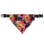 Blossom Peony Skull Pattern Print Over The Collar Dog Bandana