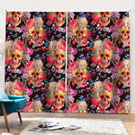 Blossom Peony Skull Pattern Print Pencil Pleat Curtains