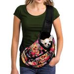 Blossom Peony Skull Pattern Print Pet Sling Carrier