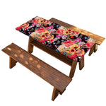Blossom Peony Skull Pattern Print Picnic Table Cover