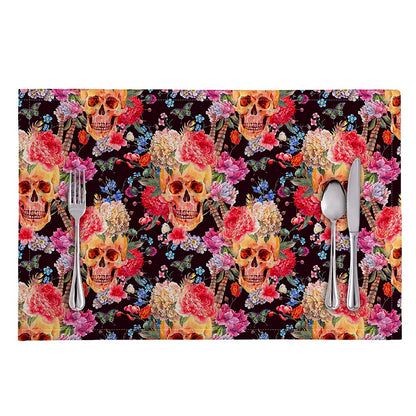 Blossom Peony Skull Pattern Print Placemat