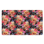 Blossom Peony Skull Pattern Print Polyester Doormat