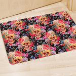 Blossom Peony Skull Pattern Print Polyester Doormat