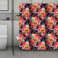 Blossom Peony Skull Pattern Print Polyester Shower Curtain
