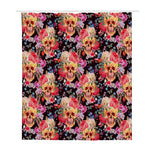 Blossom Peony Skull Pattern Print Polyester Shower Curtain