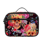 Blossom Peony Skull Pattern Print Portable Lunch Bag