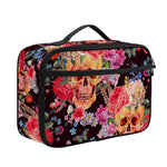 Blossom Peony Skull Pattern Print Portable Lunch Bag